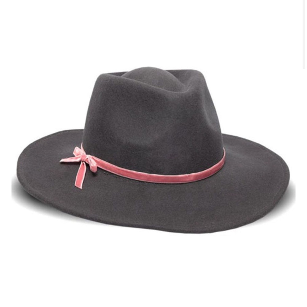 WOMEN'S PINK VELVET BOW BAND WOOL FELT WESTERN HAT